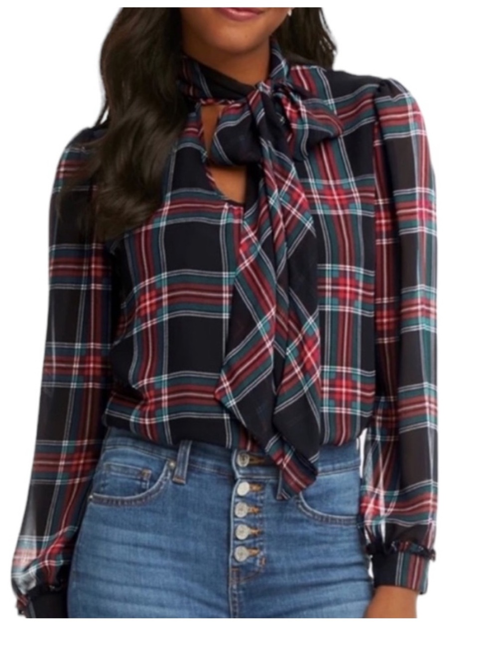 Draper James beau plaid popover top